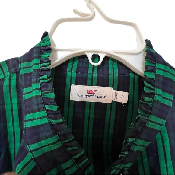 Vineyard Vines Green and Blue Top with Ruffled Collar - Picture 4 of 10